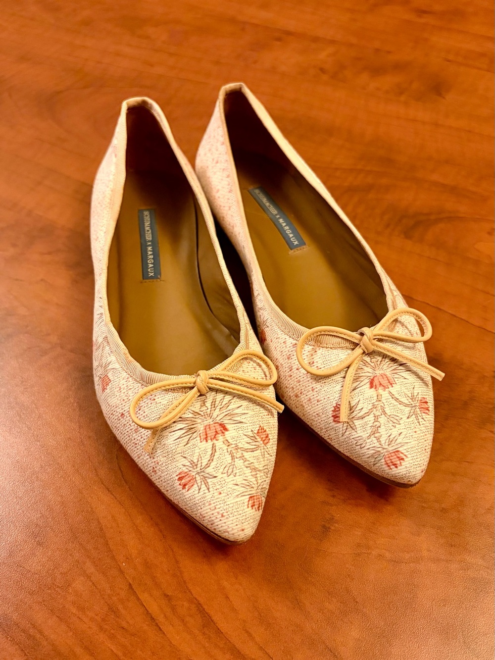 Margaux x Schumacher Floral Pointed-Toe Ballet Flats